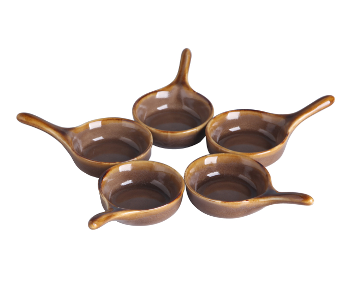 Shuer XY50066 4 inch Set of 5 Piece Ceramic Saucer With Painted Edges - Brown - Zoom Image