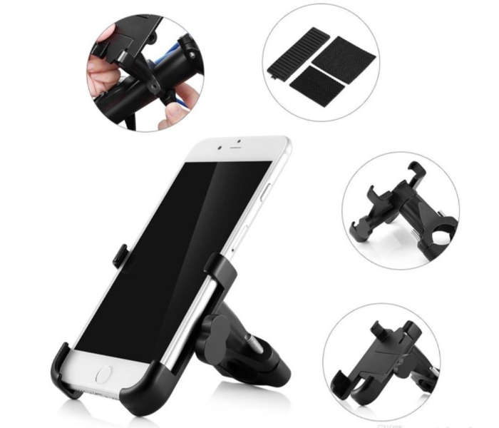 Aluminum Alloy Mobile Holder for Bicycle and E-Scooters with 360 Degree Rotation - Black - Zoom Image 1