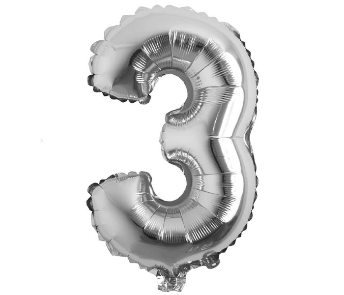 16 Inch Folio Number 3 Digit  Birthday Party Balloons - Silver - Zoom Image