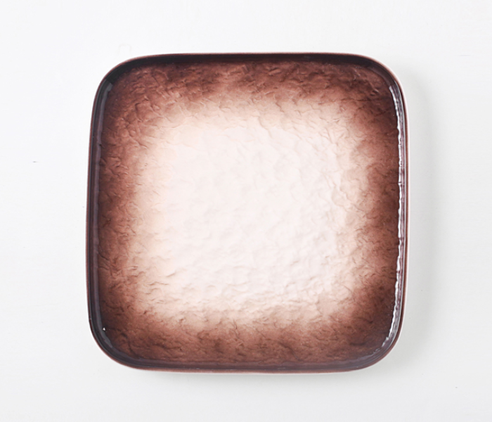 Shuer YEZ10006 8 inch Stone Pattern Ceramic Square Plate - Brown - Zoom Image