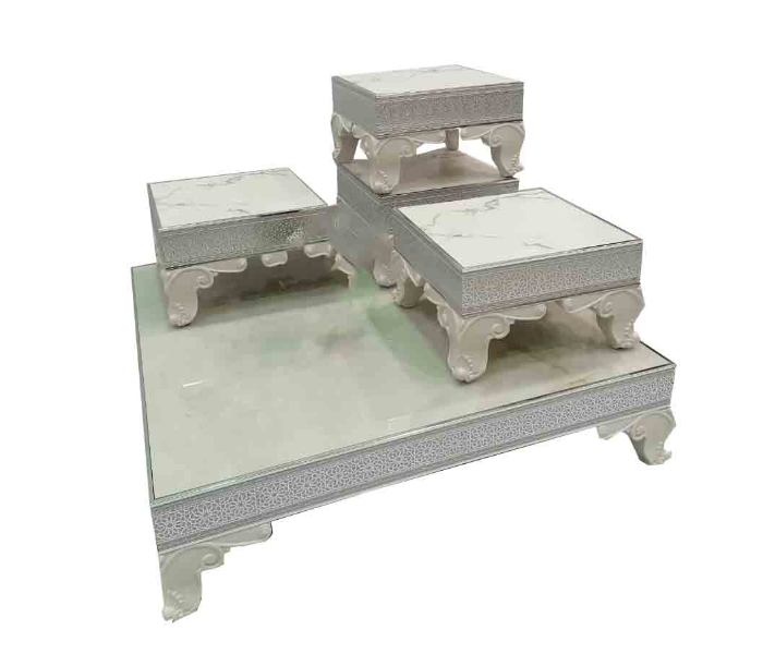 Arabic Style Classic 5 Pieces Square Table Set - Silver - Zoom Image