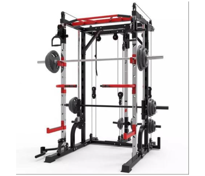 Amaraami AHGS 011 All in Together Smith Rack Multifunctional Fitness Chair Olympic Bar and 50Kg Weights - Home Gym Set - Zoom Image 1