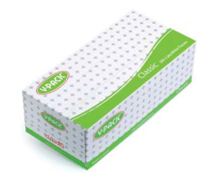 V-Pack FT5743 Single 200 Sheet Facail Tissue - White - Zoom Image