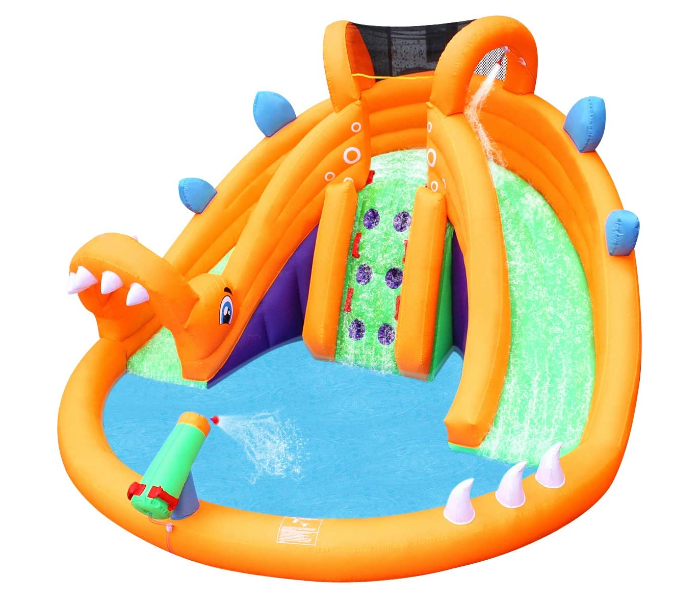 Amaraami ABSP 012 Slide Bounce House Inflatable Jumper Dinosaur with Slide and Pool – Orange - Zoom Image 2