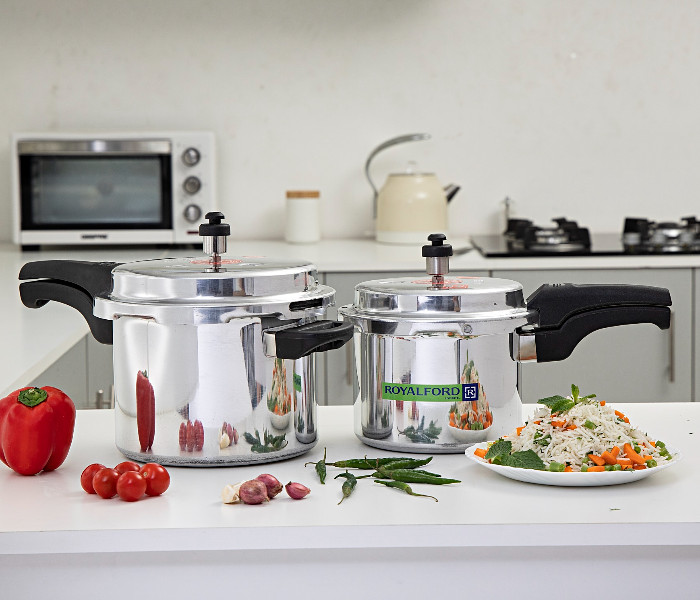 Royalford RF8428 5 & 3 Litre Aluminium Pressure Cooker Combo - Set of 2, Silver - Zoom Image 2