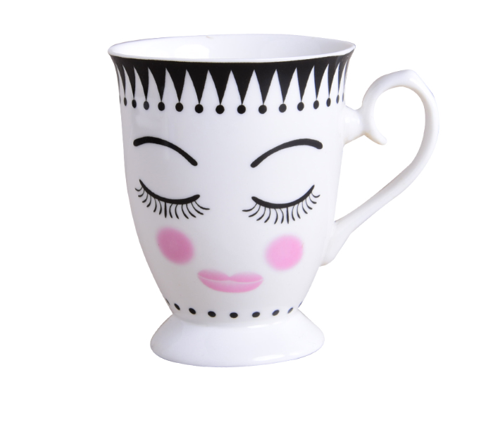 Shuer TZ30002 300ml Red Face Girl Ceramic Mug - White - Zoom Image