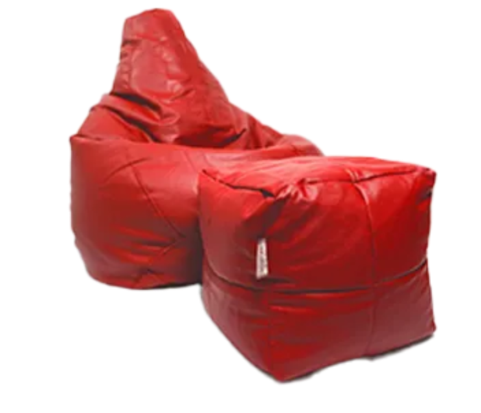 Watiaa Classic Design Tripple Stitched XXXL Bean Bag with Pouffe - Red - Zoom Image