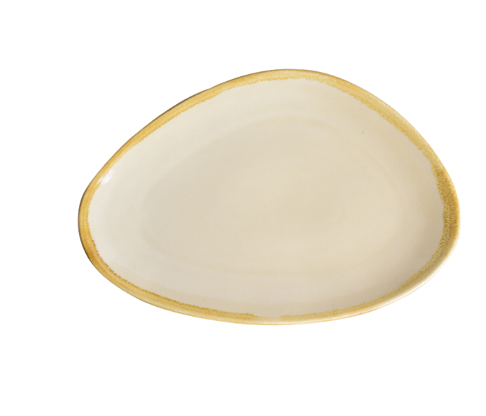 Shuer XY10109 25.5cm Oval Triangle Ceramic Plate - Beige - Zoom Image