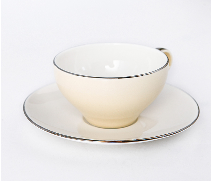 Shuer XY40044 150ml Thin Ceramic Coffee Cup and Saucer - Cream - Zoom Image