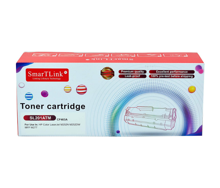 SmartLink SL201ATM HP201A Toner Cartridge for HP Laser Jet Pro 201A/CF403A HP Color Laser Jet M252N/M252DW/MFP M277 - Magenta - Zoom Image 1