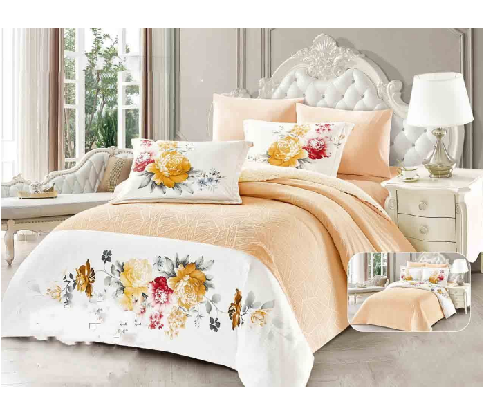 Classic Set of 6 Piece Style 3 King Size Comforter Set for Double Bed - Beige - Zoom Image