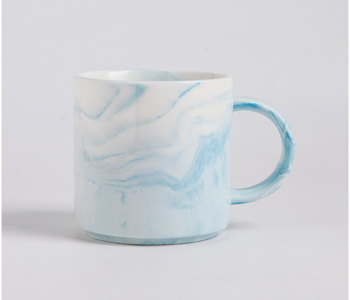 Shuer FY30007 380ml Blue Straight Mouth Marble Ceramic Cup - White - Zoom Image