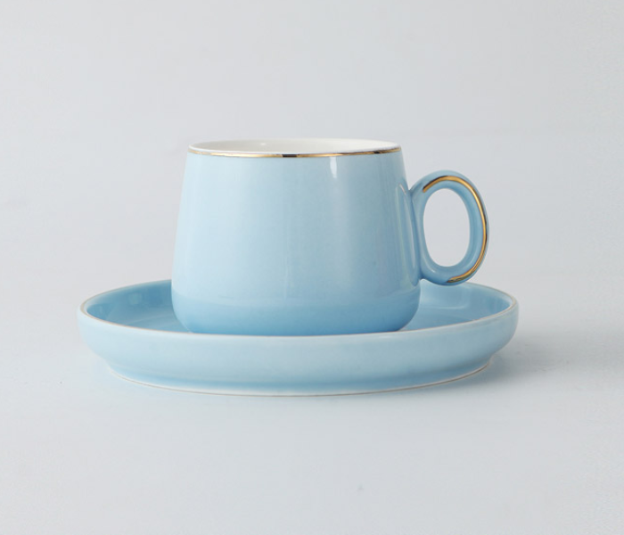 Shuer LJX40013 25ml Ceramic Small Round Handle Cup and Saucer - Sky Blue - Zoom Image