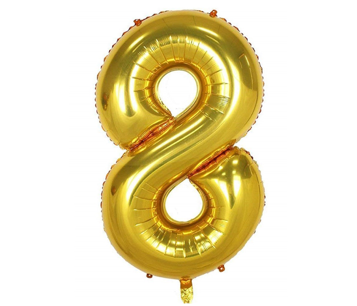 16 Inch Folio Number 8 Digit  Birthday Party Balloons - Gold - Zoom Image