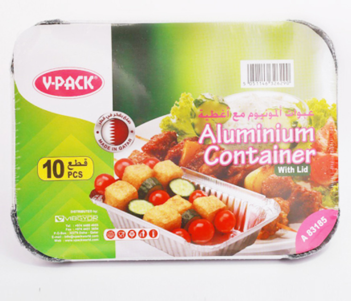 V-Pack A83185 260X192X51mm 10 Pieces Aluminium Container - Silver - Zoom Image