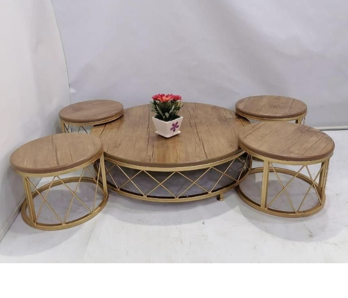 Arabic Majis Style 8 Five Pieces Table Set - Brown - Zoom Image