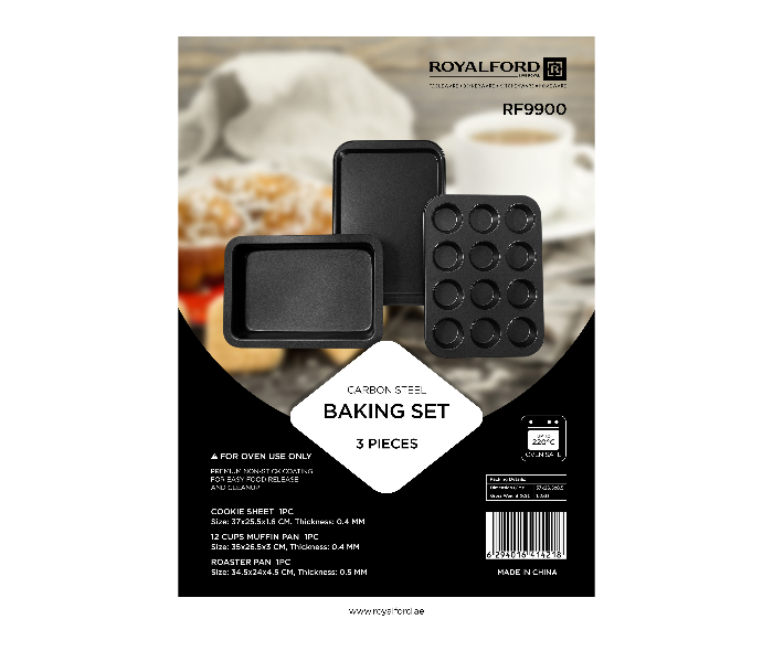 Royalford RF9900 3 Piece Baking Set - Black - Zoom Image 2