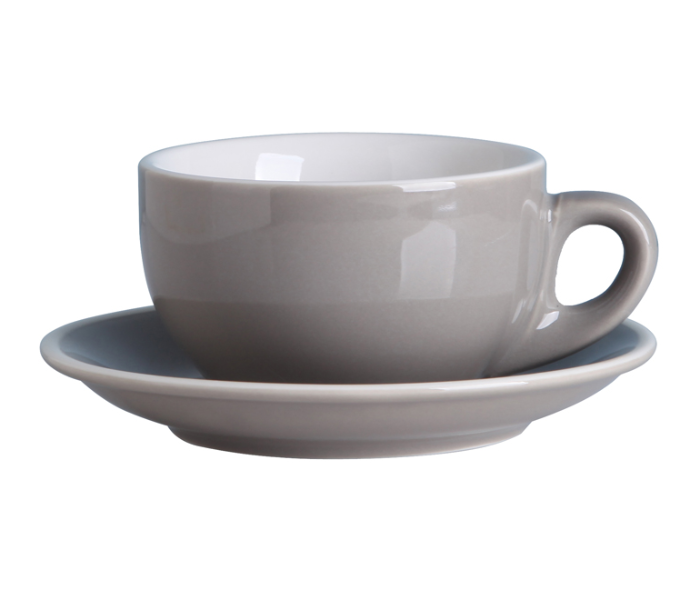 Shuer XY40100 280ml Color Glaze White Edge Ceramic Coffee Cup and Saucer - Grey - Zoom Image