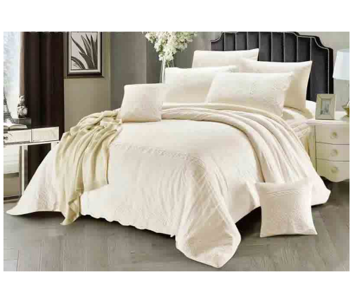 Plain Velvet 8 Piece Winter Bridal Bedspread - Beige - Zoom Image