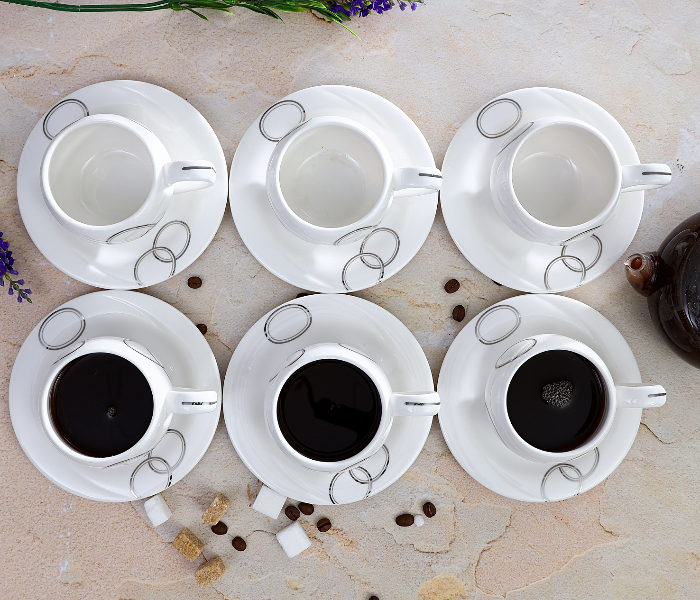 Royalford RF4310 Bone China Porcelain Cup and Saucer Set - 12 Pieces - Zoom Image 4