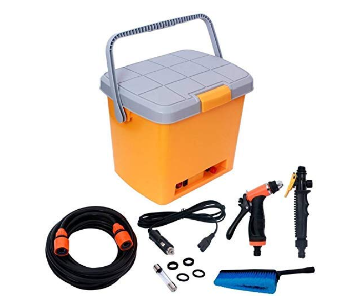 GZ Portable 12V High Pressure Electric Perfect for Washing Vehicle Cars Washer Cleaning Set With Spray Gun Pipe Brush and 18L Bucket Storage Box - Zoom Image 2