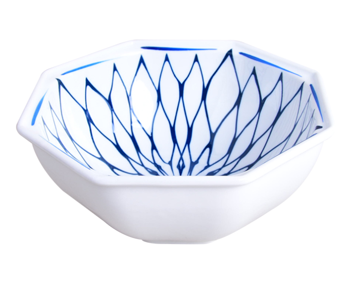 Sharpdo JP20026 6.5 inch Lotus Star Bowl - White and Blue - Zoom Image