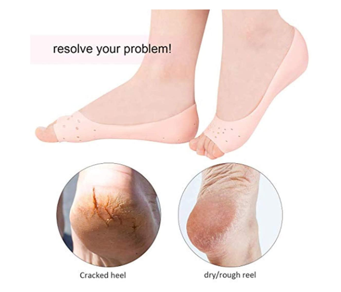 Silicone Socks Moisturizing Gel Open Toe Socks with Breathable Hole for Women - Beige - Zoom Image 2