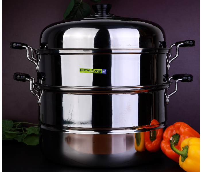 Royalford RF5014 30cm Multipurpose Double Layer Steamer Pot - Silver & Black - Zoom Image 1