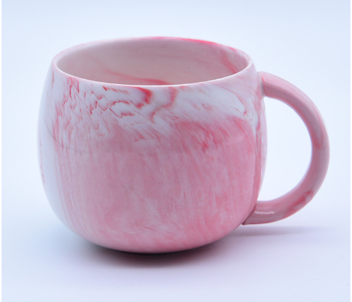 Shuer FY30009 350ml Pink Ceramic Tripe Cup - White and Pink - Zoom Image