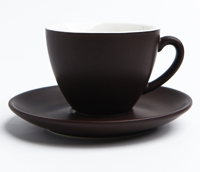 Shuer XY40091 320ml Matte Glaze Ceramic Coffee Cup and Saucer - Black - Zoom Image