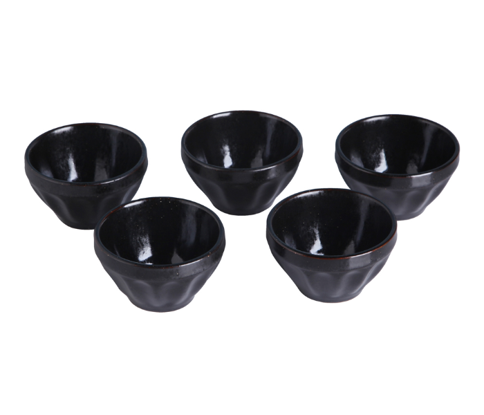 Shuer XY50067 3 inch Set of 5 Piece Ceramic Small Bowls Of Kiln Transformed Tree Trunks - Black - Zoom Image