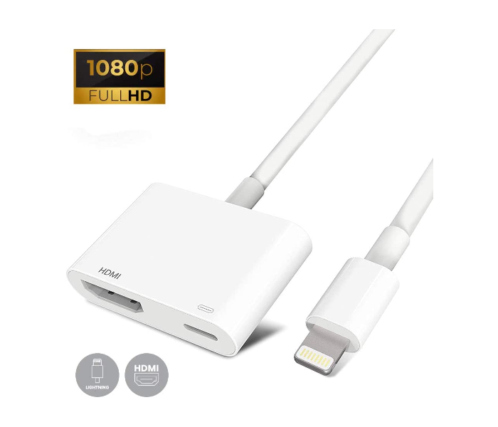 Trands TR-CA796 Lightning to HDMI Video Convertor with Lightning Charging Port - White - Zoom Image 2