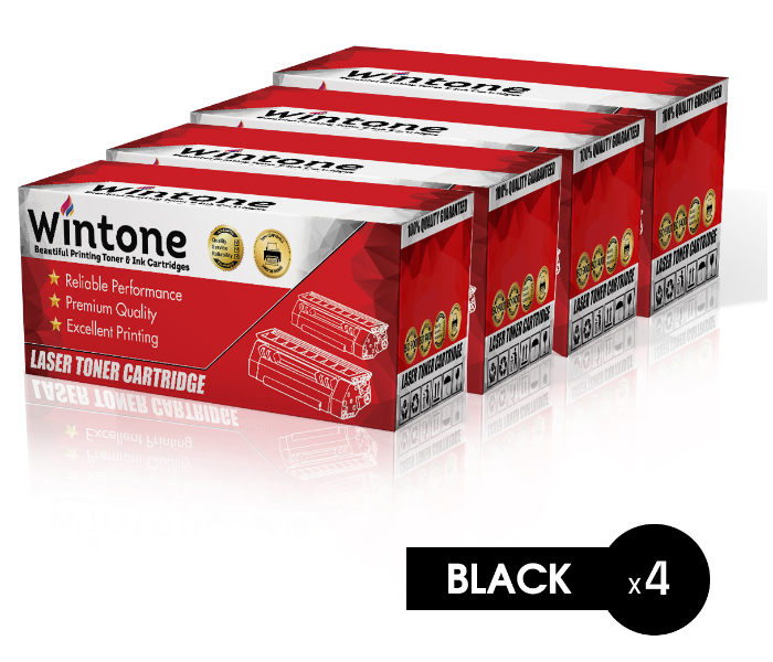 Wintone Set of 4 Pack CE505X CF280X 80X Laser Toner Cartridge is Compatible for HP LaserJet M P 2050 Series - Black - Zoom Image