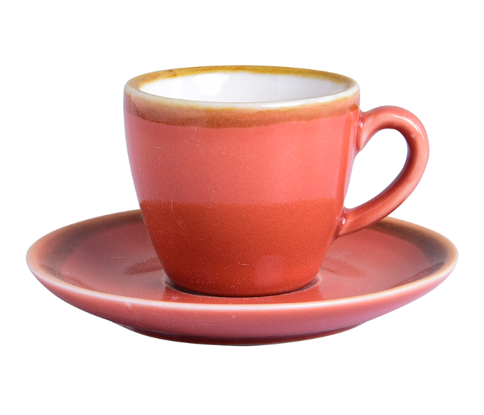 Shuer XY40076 80ml Ceramic Coffee Cups and Saucers - Red - Zoom Image