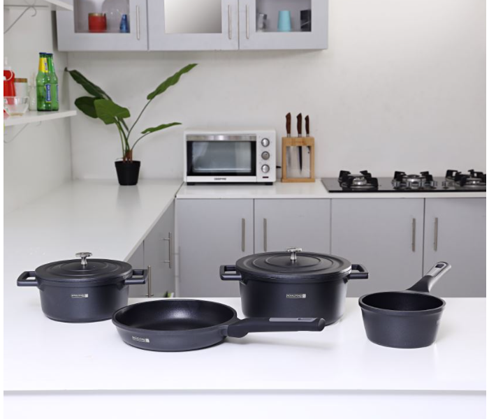 Royalford RF9846 Set of 6 Piece Cast Aluminum Cookware Set - Black - Zoom Image 2