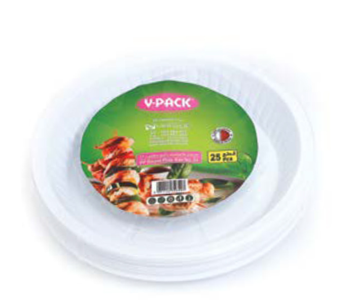 V-Pack RP3422 25 Pieces Round Plate 22 - White - Zoom Image