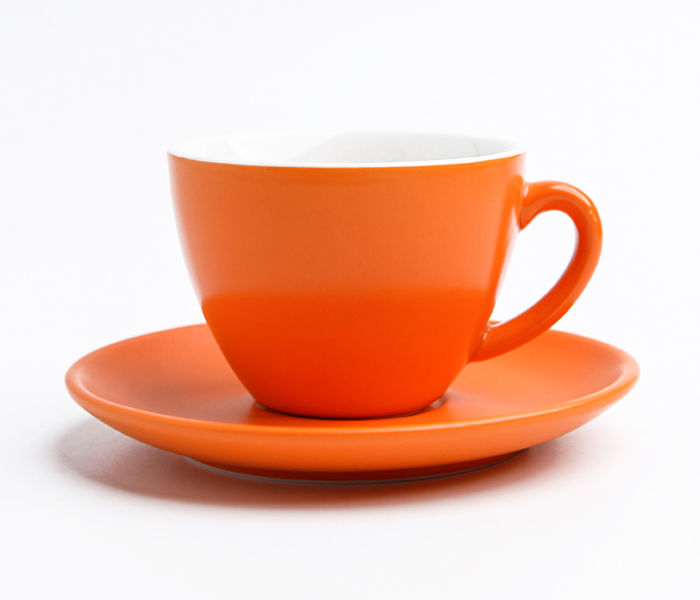 Shuer XY40094 320ml Matte Glaze Ceramic Coffee Cup and Saucer - Orange - Zoom Image