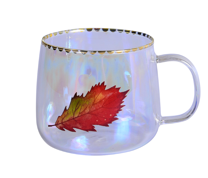 Generic WL30030 500ml Leaf Chart Glass Mug - Glacier Blue - Zoom Image