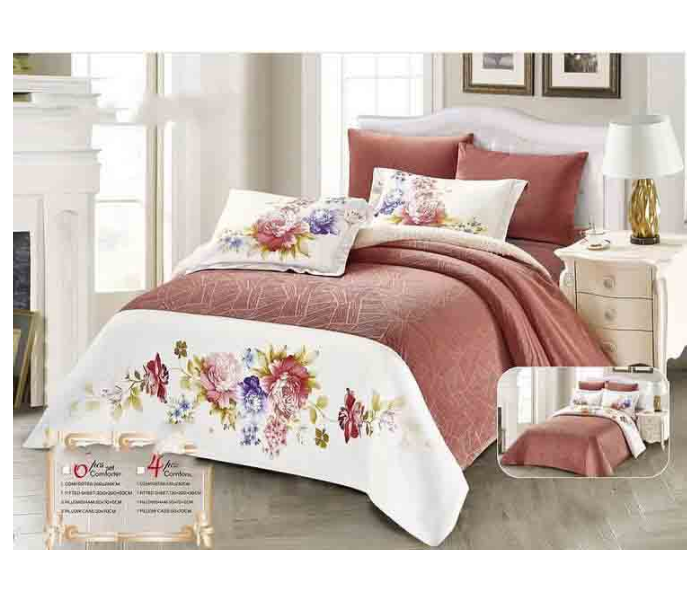 Classic Set of 6 Piece Style 6 King Size Comforter Set for Double Bed - Pink - Zoom Image