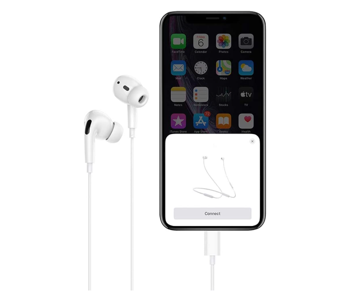 Iends IE-HS352 Stereo Wired Earphones with Lightning Connector - White - Zoom Image 2