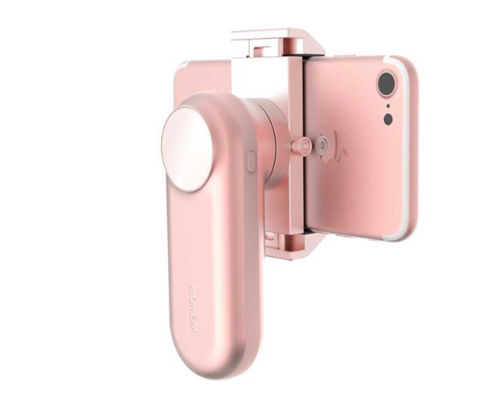 Wewow Fancy Smartphone Gimbal Digital Stabilizer with Power Bank Light and Mirror - Pink - Zoom Image