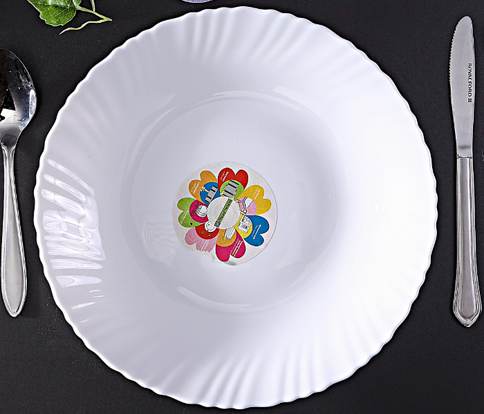 Royalford RF4525 10.5-inch Opal Ware Spin Dinner Plate 3 Pieces- White - Zoom Image 1