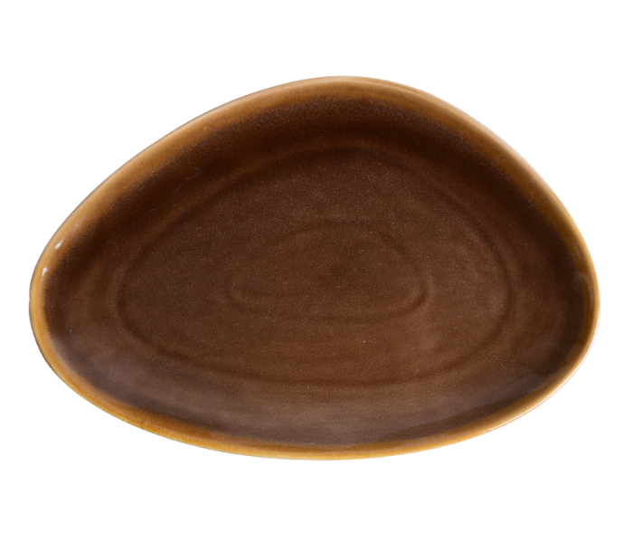 Shuer XY10116 29.5cm Ceramic Oval Triangle Plate - Brown - Zoom Image