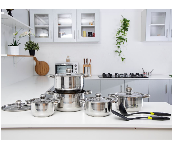 Royalford RF9350 Stainless Steel Cookware Set - 12 Pieces, Silver - Zoom Image 1