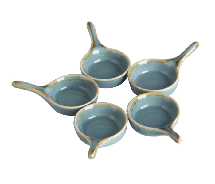 Shuer XY50061 4 inch Set of 5 Piece Ceramic Saucer With Painted Edges - Blue - Zoom Image