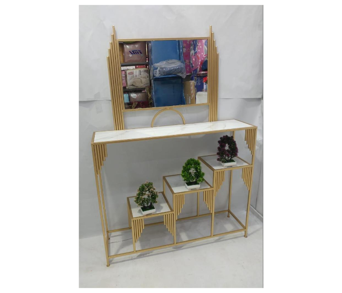 Arabic Entrance Table with Style 3 Attached Square Mirror - Gold - Zoom Image