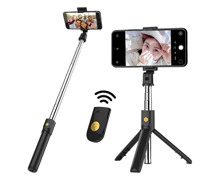 K07 Wireless Shutter Bluetooth 4.0 Bluetooth Selfie Stick for Mobile Phone-Black - Zoom Image 1