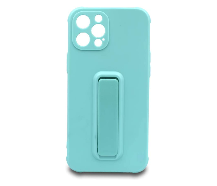 Morepro MP-1254 Soft Rubber Case With Finger Grip and Stand for iPhone 12 Pro Max - Light Blue - Zoom Image 1