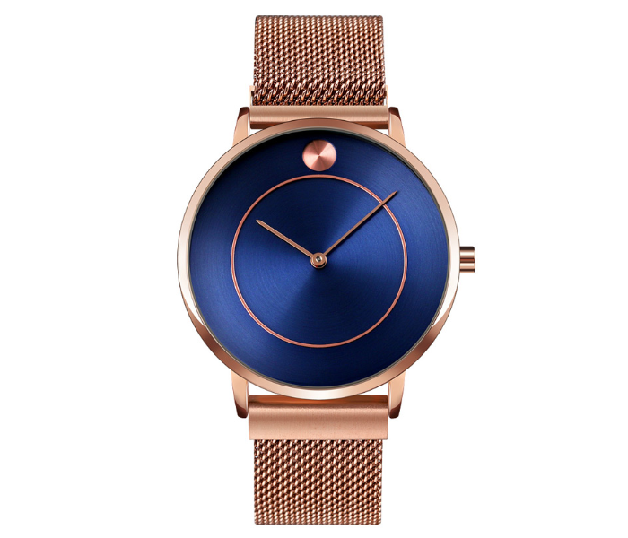 Skmei 9197 Simple Mesh Band Watch – Rose Gold - Zoom Image