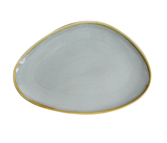 Shuer XY10123 35.5cm Ceramic Plate With Glazed and Painted Edges - White - Zoom Image